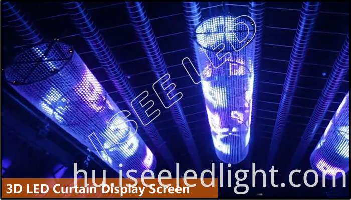 3D led curtain display screen with 2cm led bead light